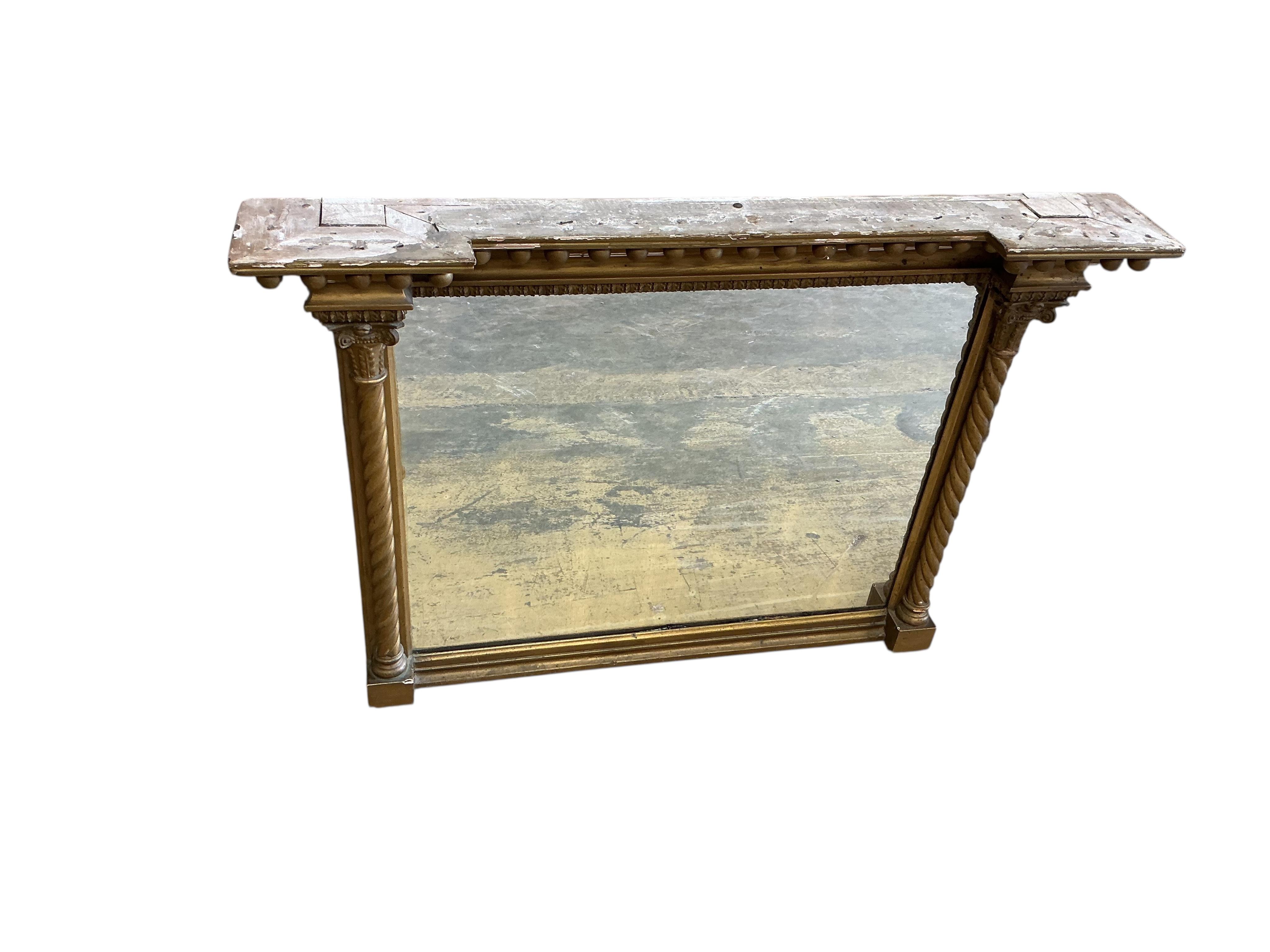A Regency giltwood and composition overmantel mirror, width 104cm, height 74cm